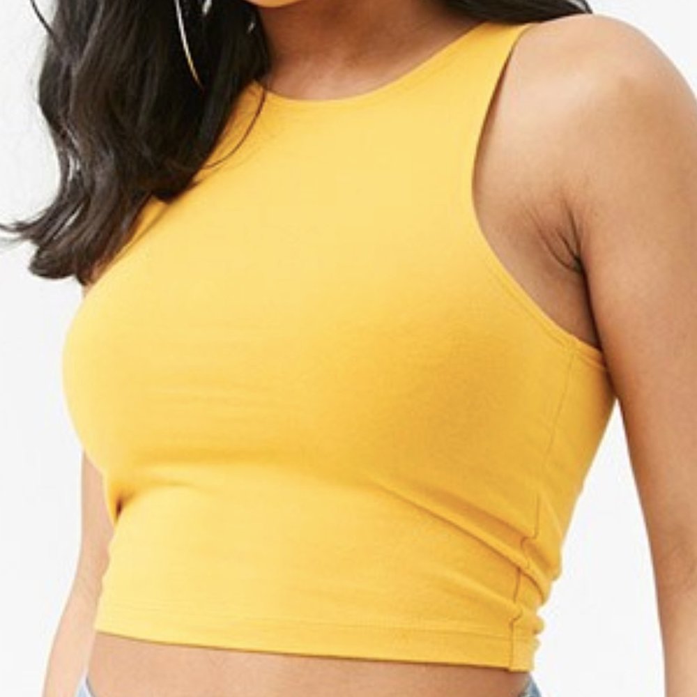 Forever 21 Cropped Tank Top High Neck Gold